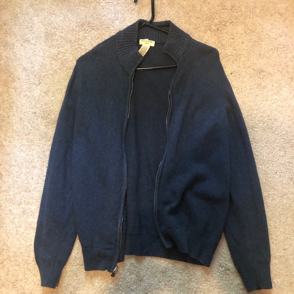 Navy Dockers Knit Full-Zip Sweater